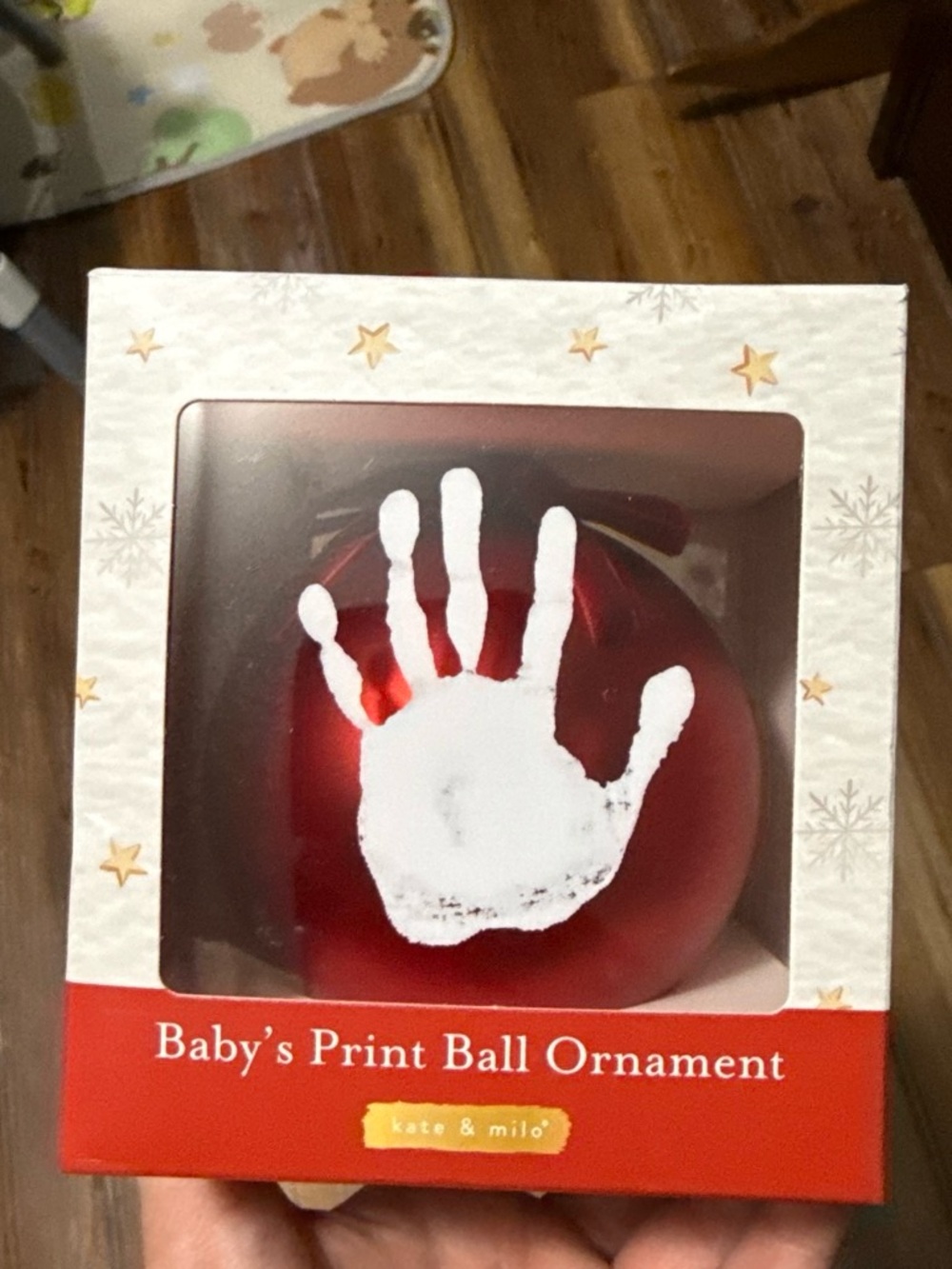 kate & milo Red Baby Handprint Holiday Ornament
